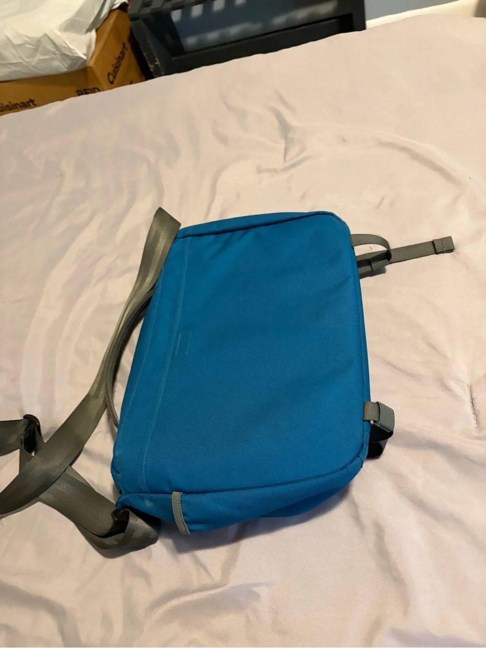 Patagonia Blue Teal Messenger Bag with Gray Straps